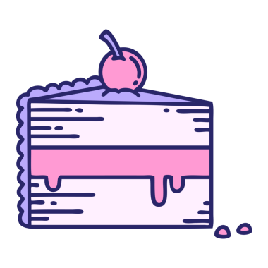 Parlak neon renkli bir pasta diliminin ikonik dövme şekli