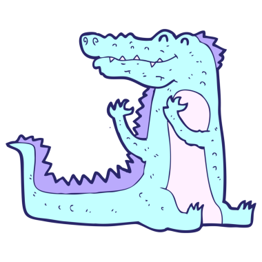 parlak neon renkli çizgi film timsahı