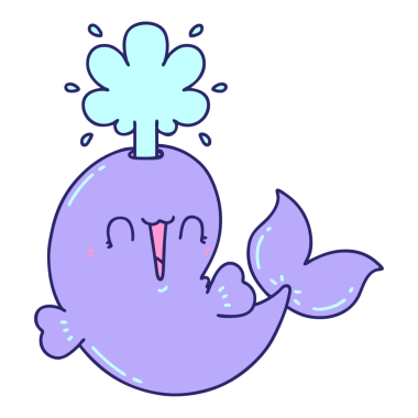 Geleneksel dövme stili parlak neon renkli mutlu balina karakteri.