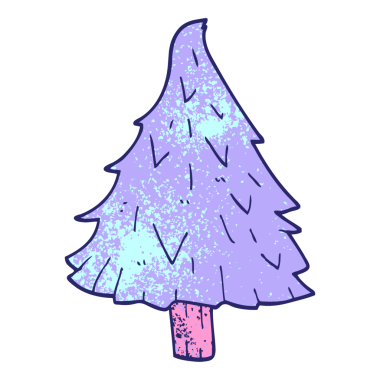 parlak neon renginde karalama noel ağacı