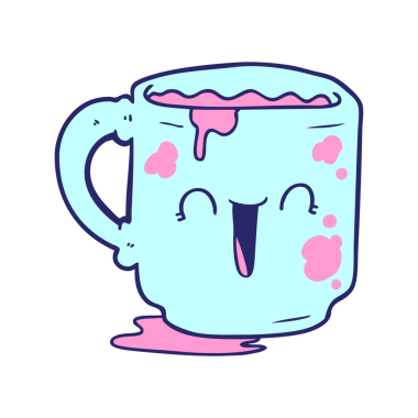 parlak neon renkli kirli ofis kupası