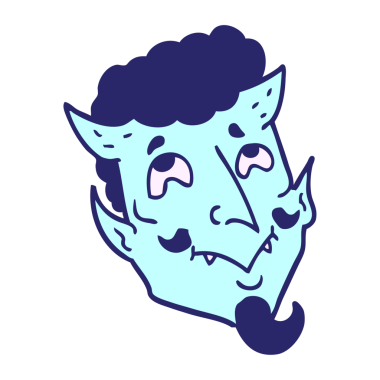 çizgi film karalama şeytan yüzü parlak neon rengi