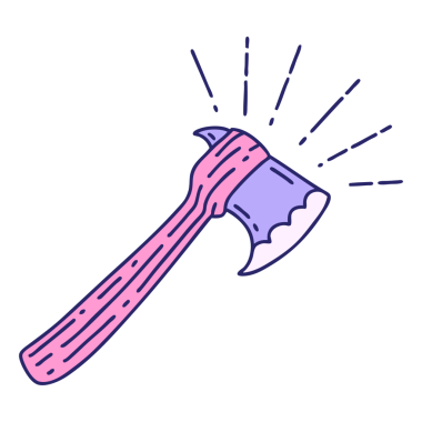 Parlak neon renkli geleneksel dövme stili balta çizimi