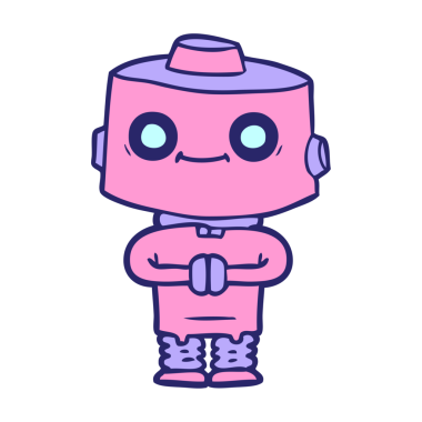 parlak neon renkli çizgi film robotu