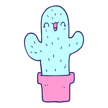 parlak neon renkli çizgi film kaktüsü