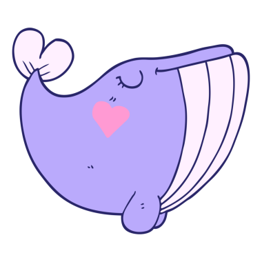 Parlak neon renkli aşk dolu bir balina.