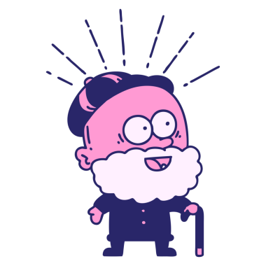 Geleneksel dövme stili parlak neon renkli bastonlu mutlu yaşlı adamın resmi.