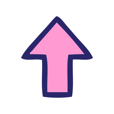 Parlak neon rengi bir okun sevimli çizgi filmi