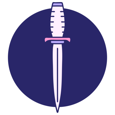 Parlak neon rengi bir hançerin ikonik dövme görüntüsü