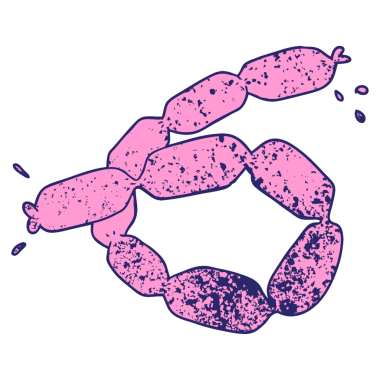 parlak neon renkli çizgi film sosisleri