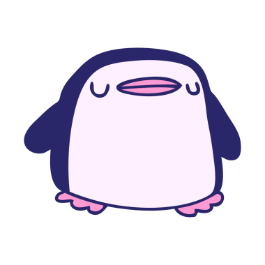 parlak neon renkli sevimli bir penguenin kawaii çizimi