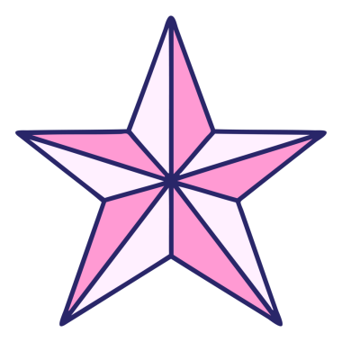 Parlak neon renkli bir yıldızın ikonik dövme şekli