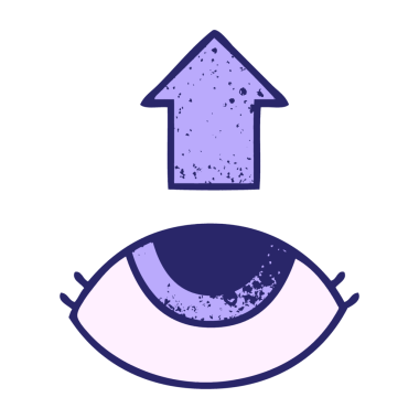 Retro grunge desenli parlak neon renkli bir göz karikatürü.