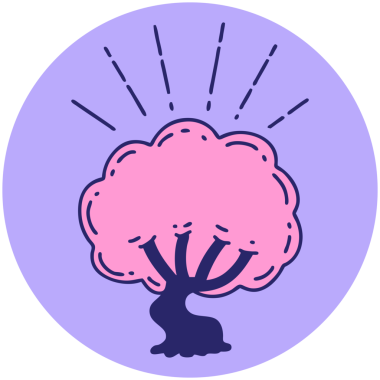 Parlak neon renkli dövme ağacı simgesi