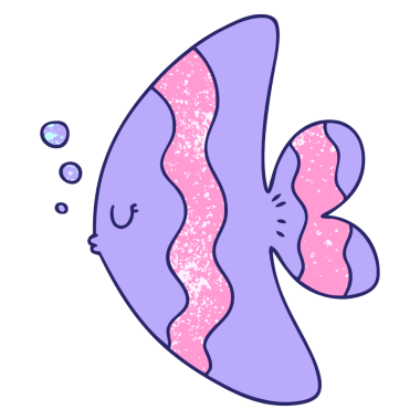 Parlak neon renkli el çizimi tuhaf karikatür balığı.