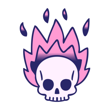 parlak neon renkli garip karikatür kafatası.