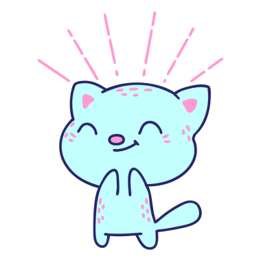 Geleneksel dövme stili parlak neon renkli mutlu kedi çizimi