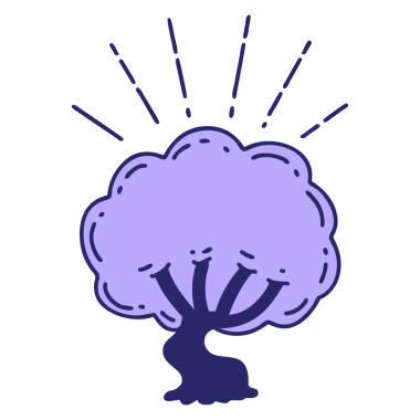 Parlak neon renkli geleneksel dövme ağacının çizimi