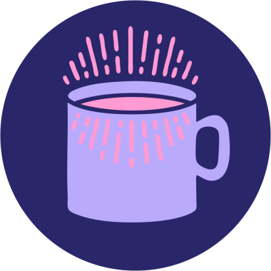 Parlak neon renkli kahve fincanının ikonik dövme şekli