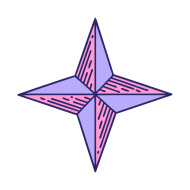 Parlak neon renkli bir yıldızın ikonik dövme şekli