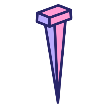 Parlak neon renkli demir çivinin ikonik dövme şekli