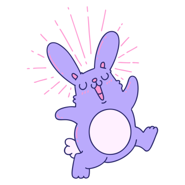 Parlak neon renkli geleneksel bir tavşan dövmesi çizimi