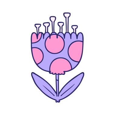 parlak neon renkli karikatür desenli çiçek