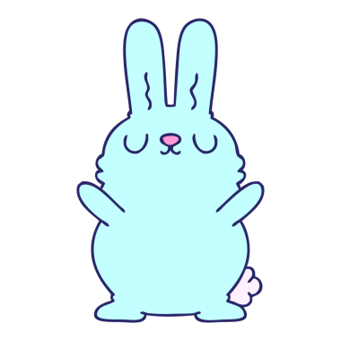 Parlak neon renkli el çizimi garip çizgi film tavşanı