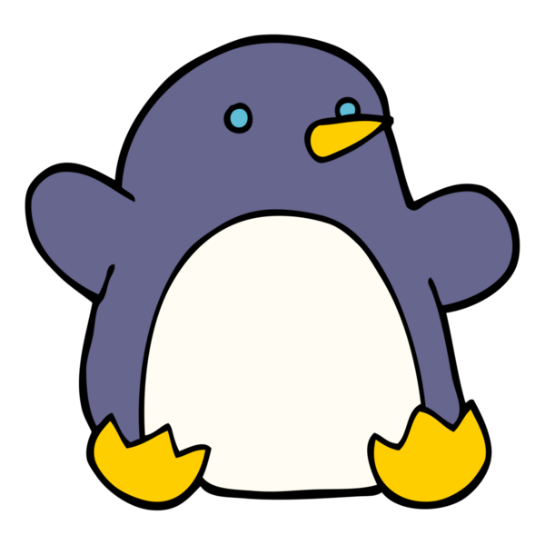 Çizgi film karala Noel pengueni parlak neon renginde