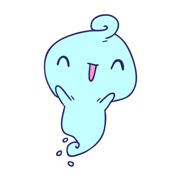 Çizgi film illüstrasyonu Kawaii parlak neon renkli ölü hayalet