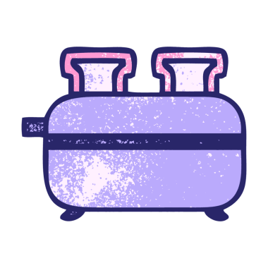 Parlak neon renkli çifte tost makinesinin retro grunge desen karikatürü