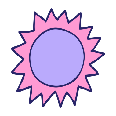 parlak neon renkli çizgi film güneşi