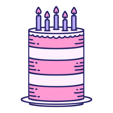 Parlak neon renkli bir doğum günü pastasının ikonik dövme görüntüsü