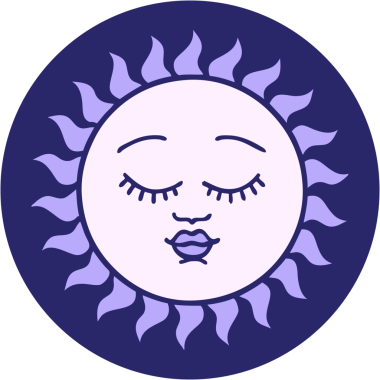 Yüzü parlak neon renkli bir güneşin ikonik dövme görüntüsü