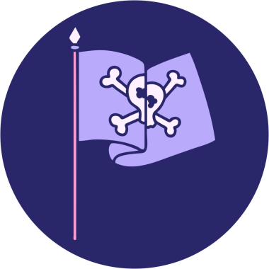 Parlak neon renkli korsan bayrağının ikonik dövme görüntüsü