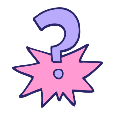 Parlak neon renkli el çizimi karikatür soru işareti