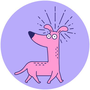 Parlak neon renkli bir köpek dövmesi ikonu