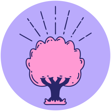 Parlak neon renkli dövme ağacı simgesi