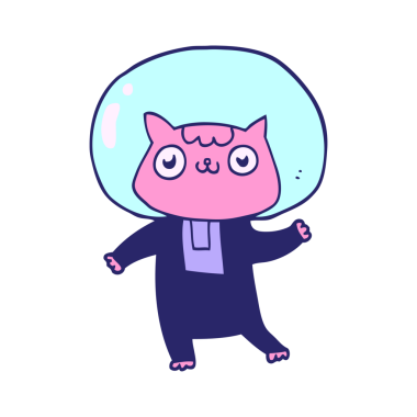 çizgi film uzay kedisi parlak neon renkli