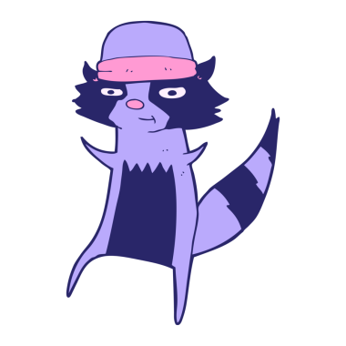 parlak neon renkli çizgi film rakunu