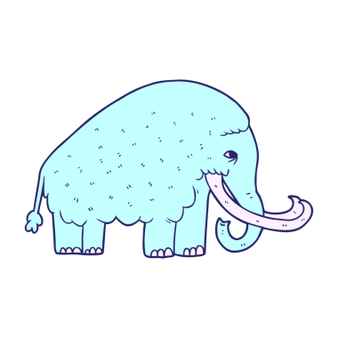 parlak neon renkli çizgi film mamutu