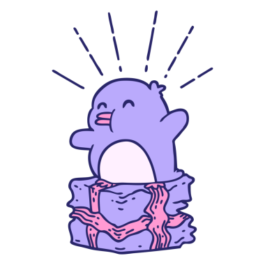 Geleneksel dövme stili penguenin parlak neon renkli hali.