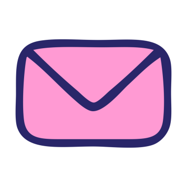 Parlak neon renkli kağıt bir zarfın sevimli karikatürü