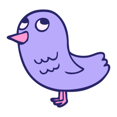 çizgi film karalama kuşu parlak neon renginde yukarı bakıyor