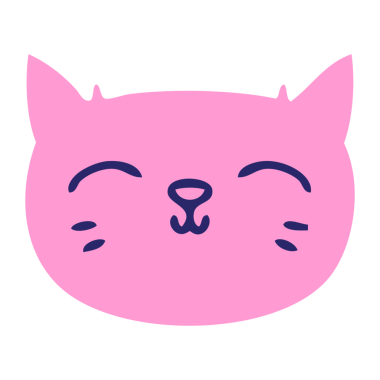 Parlak neon renkli el çizimi çizgi film kedisi yüzü