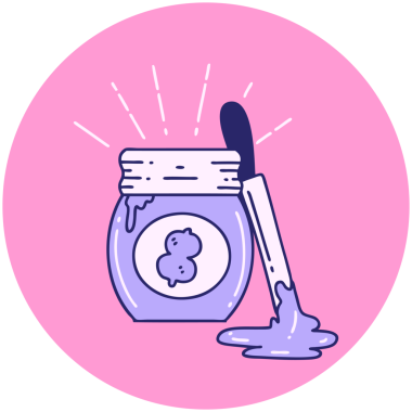 Parlak neon rengi fıstık ezmesi dövmesi ikonu