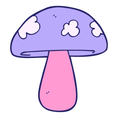 parlak neon renkli çizgi film mantarı