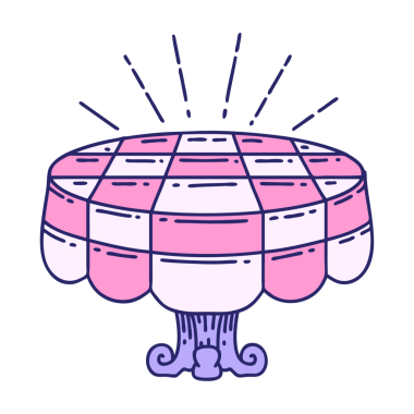 Parlak neon renkli geleneksel dövme sehpası çizimi