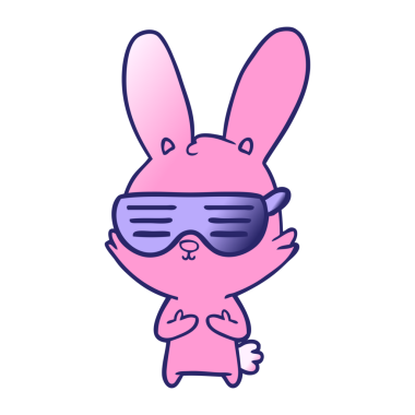 Parlak neon renkli şirin çizgi film tavşanı.