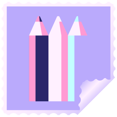 renkli kalemler parlak neon renkli grafik kare çıkartma damgası